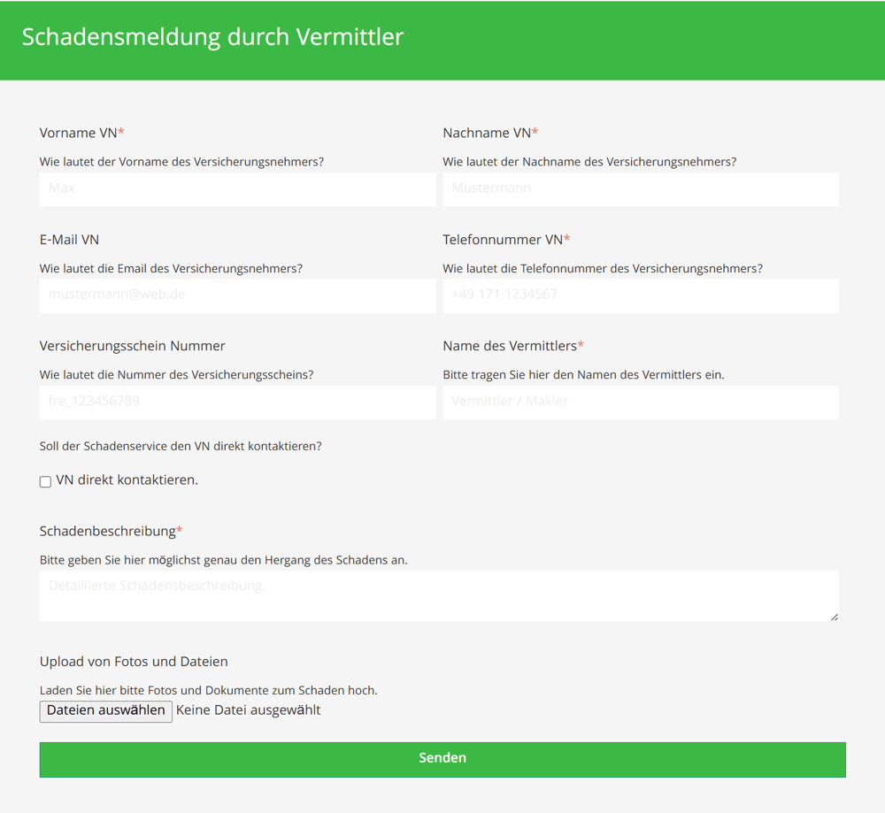 Schaden melden Vermittler